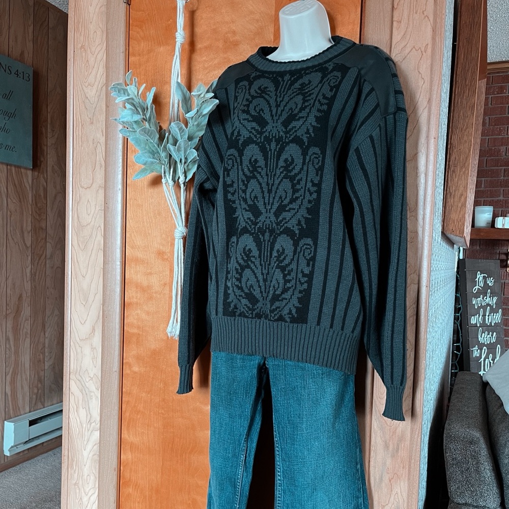 Vintage Barnaby Sweater w/ Genuine Leather